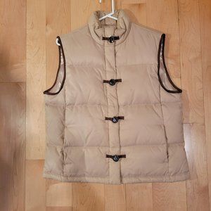 Talbots Vest with Leather Trim, zipper & toggle, Size PL